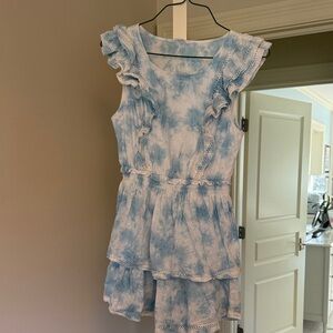 BB Dakota Blue and White Kids Casual Dress